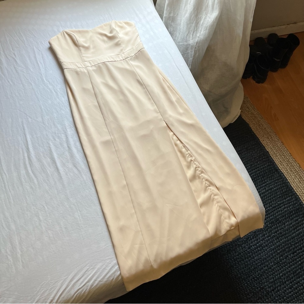 Fame‎ and Partners cream strapless midi dress